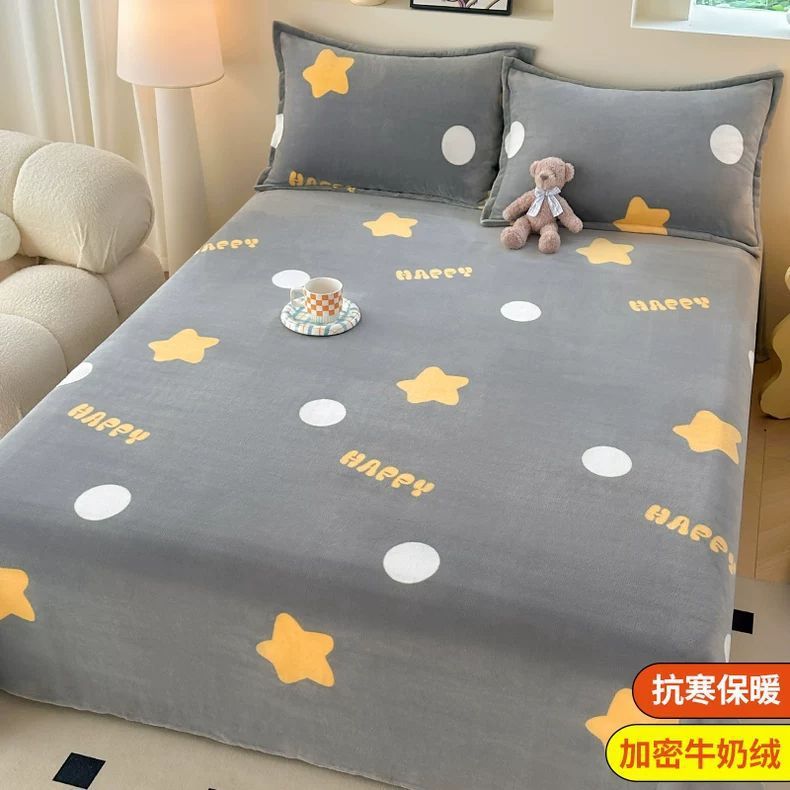 Invierno leche de lana de coral sábanas de lana de una sola pieza brida de manta de peluche dormitorio una sola persona gruesa manta de peluche cálida