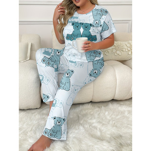 P 52871 Plus Size Pajama Set �ӷʼӴ�aŮʿ�Ҿӷ��羳��