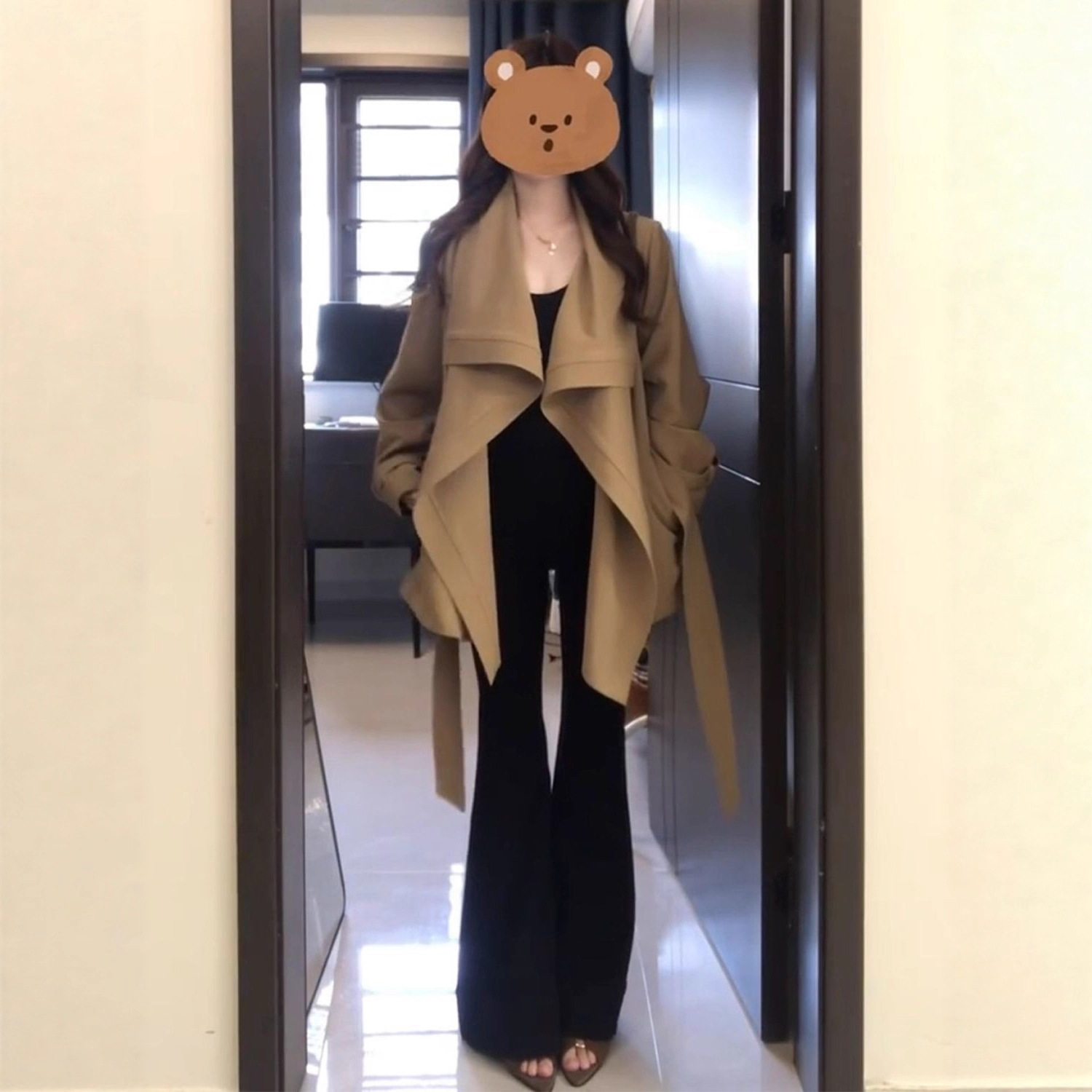 Plus Size Khaki Trench Coat for Women 2025 New Early Autumn Korean Style Slimming Coat