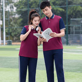 中小学生校服套装长袖南韩丝运动服春秋白配深蓝高中初中生三件套