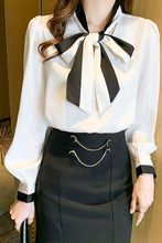蝴蝶结职业衬衫女长袖早秋新款上衣设计感小众春秋雪纺衬衣