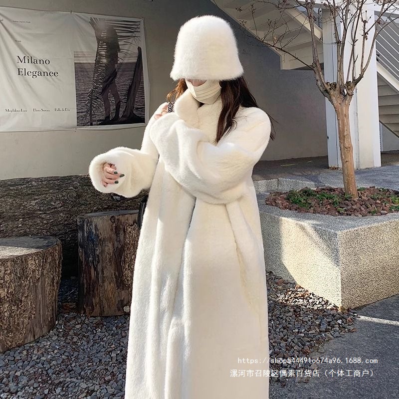 2026秋冬加厚长款立领水貂毛貂绒皮毛一体毛毛环保皮草外套女大衣