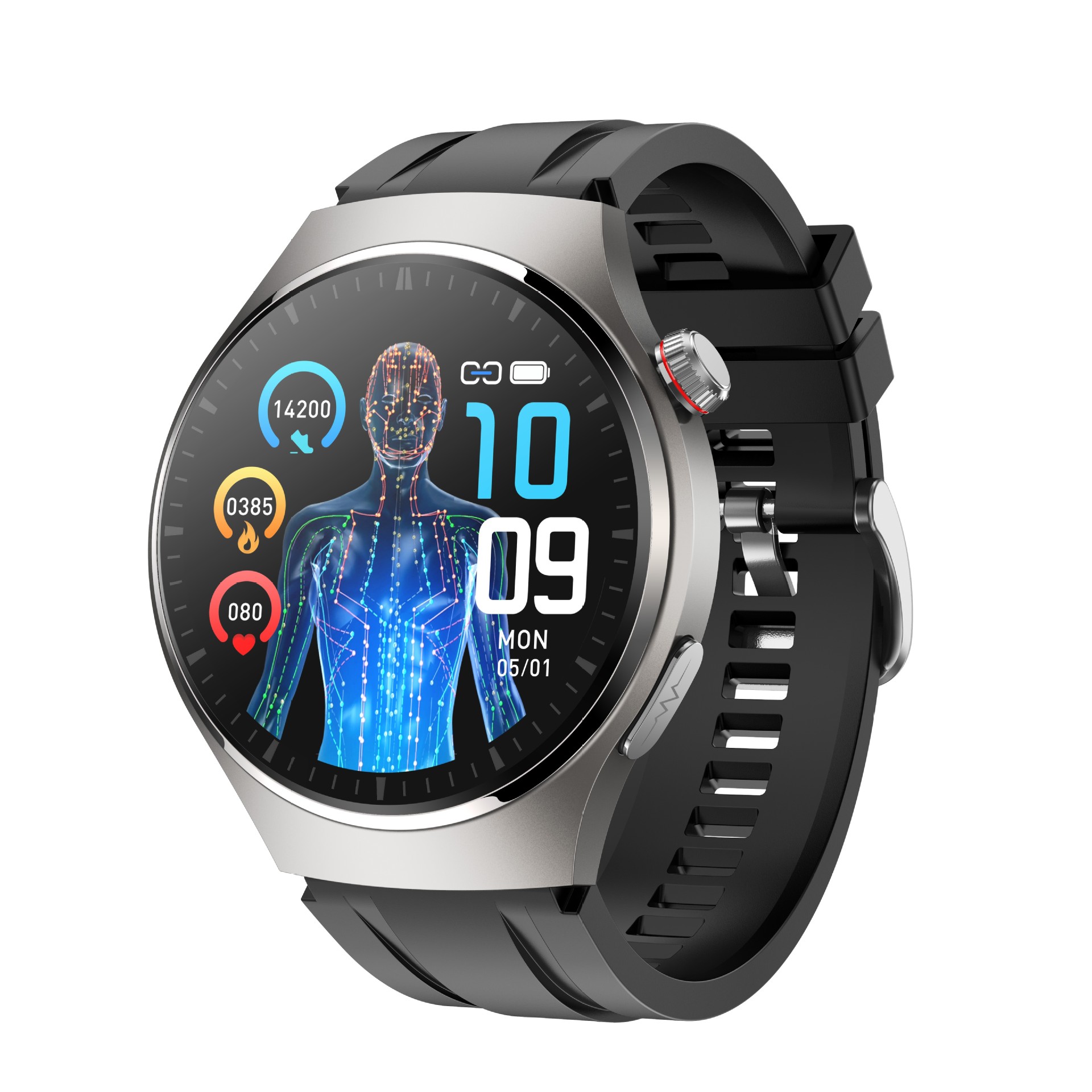 New MT200 ECG Smart Watch ECG+PPG Bluetooth Call 1.43-inch AMOLED Screen with Encoder_voghion.com