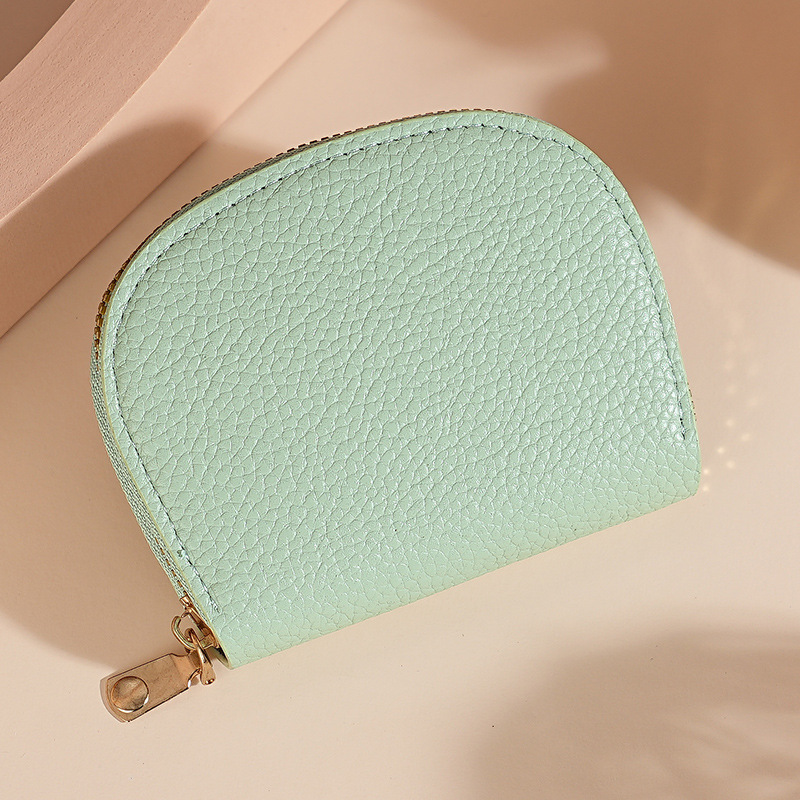 Transfronterizo emitió una pequeña bolsa de tarjetas de órgano semicircular de concha fresca, funda protectora de tarjeta de múltiples tarjetas, bolsa de almacenamiento de tarjeta de crédito