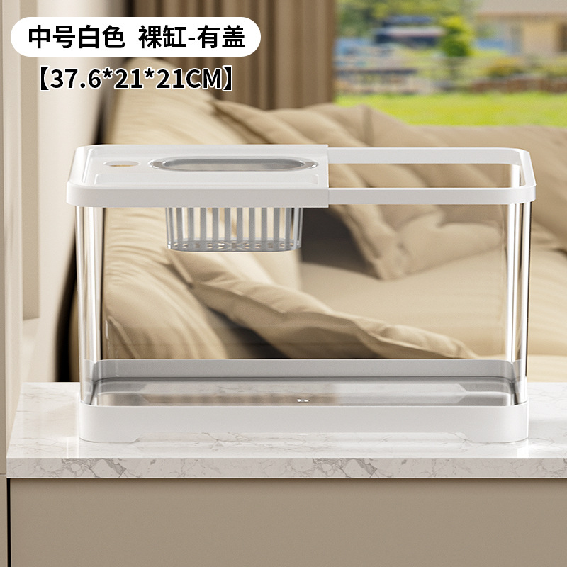 Tanque de tortuga, sala de estar del hogar con luz, tanque de alimentación de tortuga ecológica, escritorio de oficina, caja de peces de colores de paisaje pequeño de alta transparencia