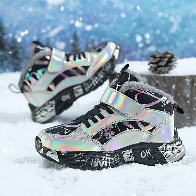 Zapatos de algodón para niños otoño y invierno nuevos zapatos de nieve para niños grandes y medianos al aire libre zapatos deportivos calientes para niños