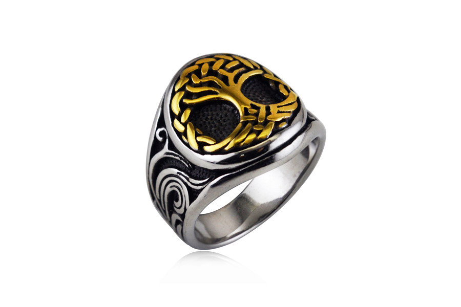 Title 4, Pierścień ze stali tytanowej w stylu vintage, m...