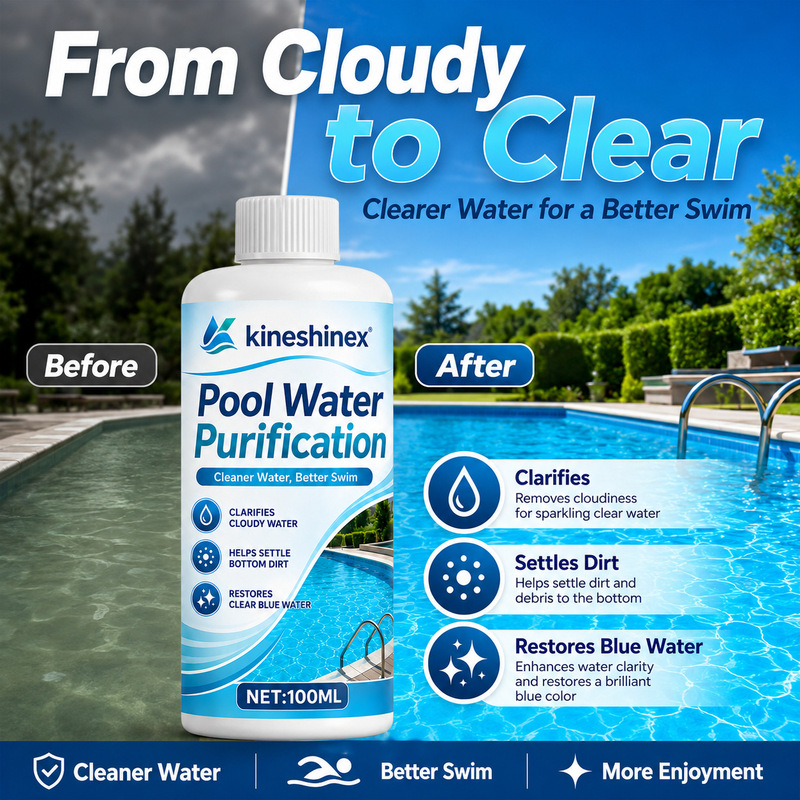 KineShienX Pool Water Clarifier, Fast-Acting Flocculant, Pool Cleaner, Deodorizer, Algae Prevention KineShienX Pool Water Clarifier, Fast-Acting Flocculant, Pool Cleaner, Deodorizer, Algae Prevention