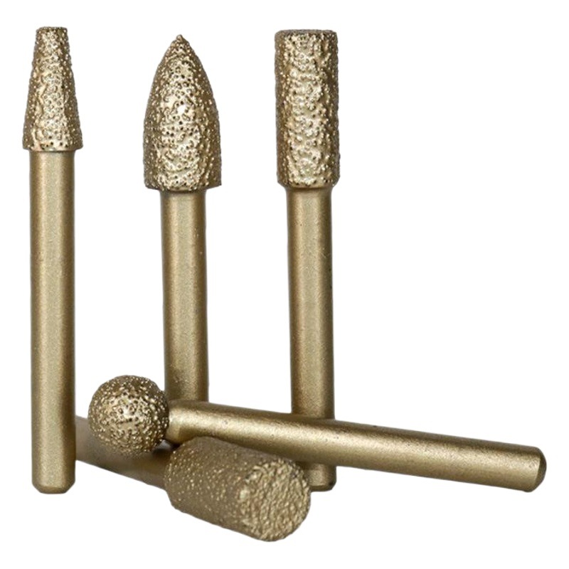 Soldado diamante molienda cabeza cuarzo Jade peeling piedra talla molienda cabeza arena gruesa 6mm mango molino eléctrico