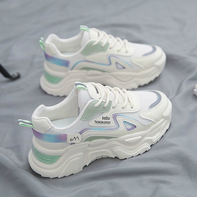 Zapatos de mujer Primavera y otoño Nuevas zapatillas de deporte versátiles de alto aspecto de suela gruesa malla transpirable zapatillas clunky deportes casuales zapatos de mujer