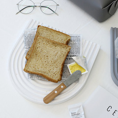 5ZV7黑白灰水波紋砧板 冷淡風櫸木托盤 下午茶點心盤 美食攝影背