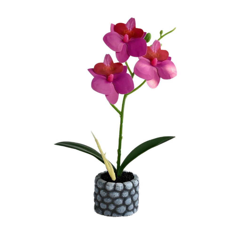 Pequeñas tres flores mini orquídea mariposa bonsai imitación maceta flores falsas decoración del hogar fotografía flores artificiales bodas adornos florales