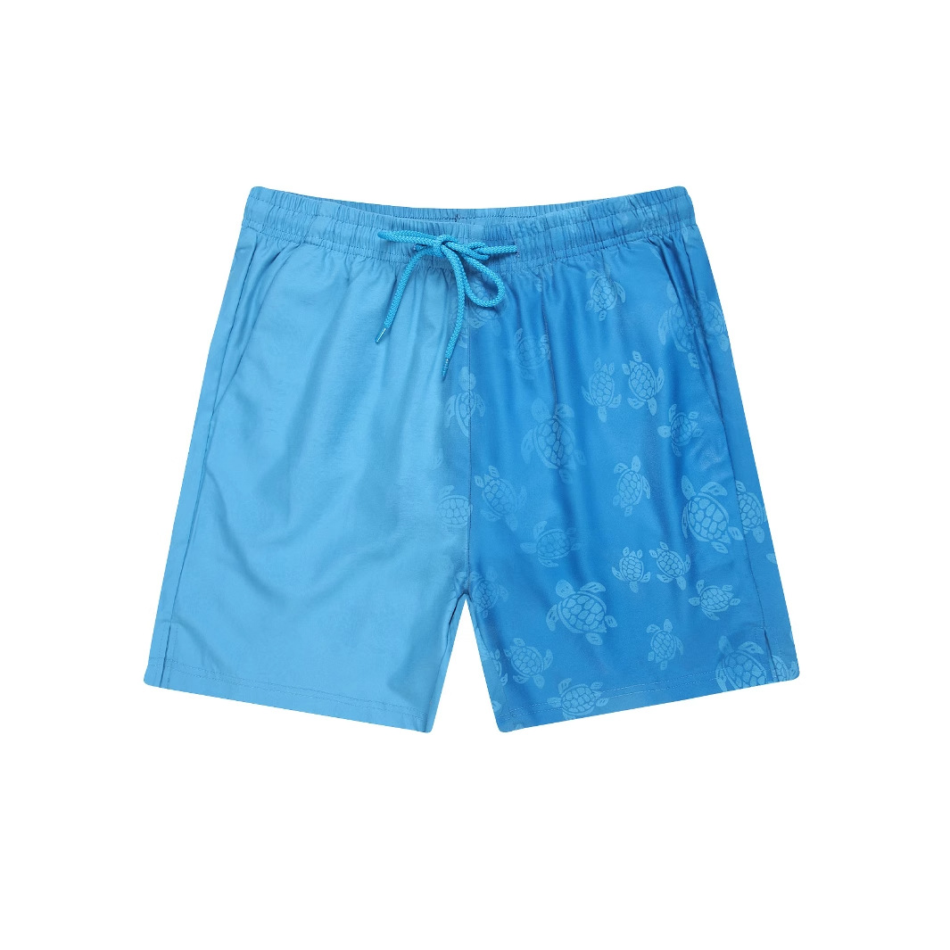 Thin Casual Printed Pants, Summer Sports Shorts, Deep Blue Mesh Outdoor Quarter Length Beach Pants For Men_voghion.com