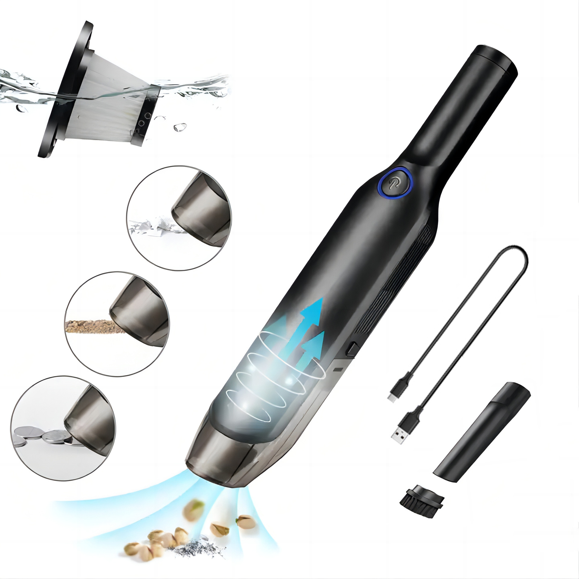 Handheld wireless small vacuum cleaner for car charging