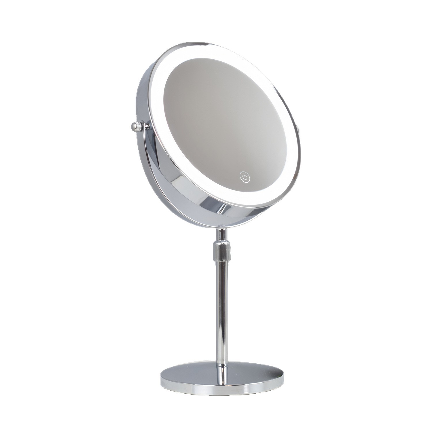 Espejo de maquillaje de doble cara de 8 pulgadas para escritorio, espejo de mesa redondo iluminado, espejo LED con luces, espejo telescópico con aumento, altura ajustable.