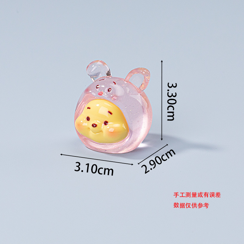 透色细闪立体小熊噗噗 diy饰品树脂创意摆件闺蜜礼物办公室装饰品|undefined