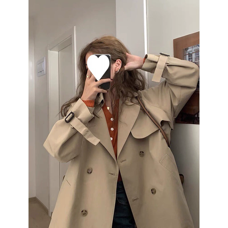 trench coat, корейский стиль, тонкая подростковая куртка, осень 2025, хаки/черный, размеры S–XXL