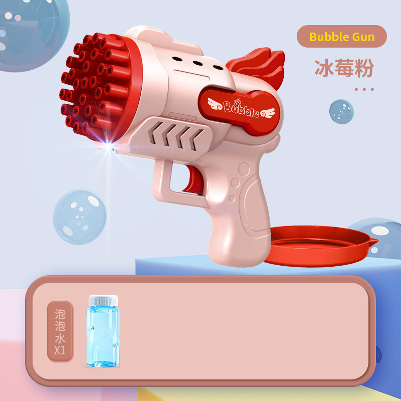Pistola de burbujas de 29 hoyos, máquina de burbujas automática, juguetes para niños Gatling porosos de mano, puestos callejeros al por mayor