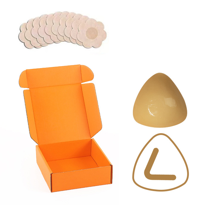 주황색 상자가 있는 중간 피부색 + 일회용 젖꼭지 패드 5쌍