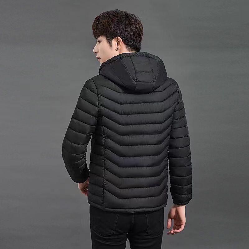 남성용 코튼 패딩 코트 새 겨울 슬림 핏 코튼 패딩 재킷 남자 패셔너블 브랜드 한국식 겨울 후드 쇼트코튼 패딩 코트 미드 그린
