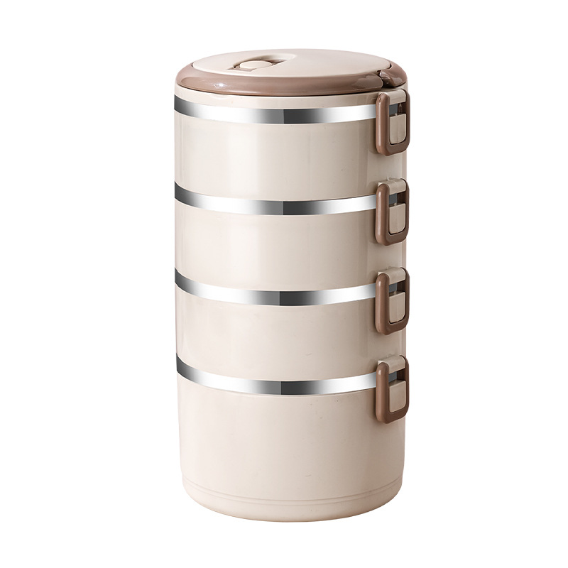 Fiambrera multicapa Fiambrera de aislamiento ampliado de acero inoxidable Fiambrera Fiambrera redonda portátil a prueba de fugas para el hogar para estudiantes adultos
