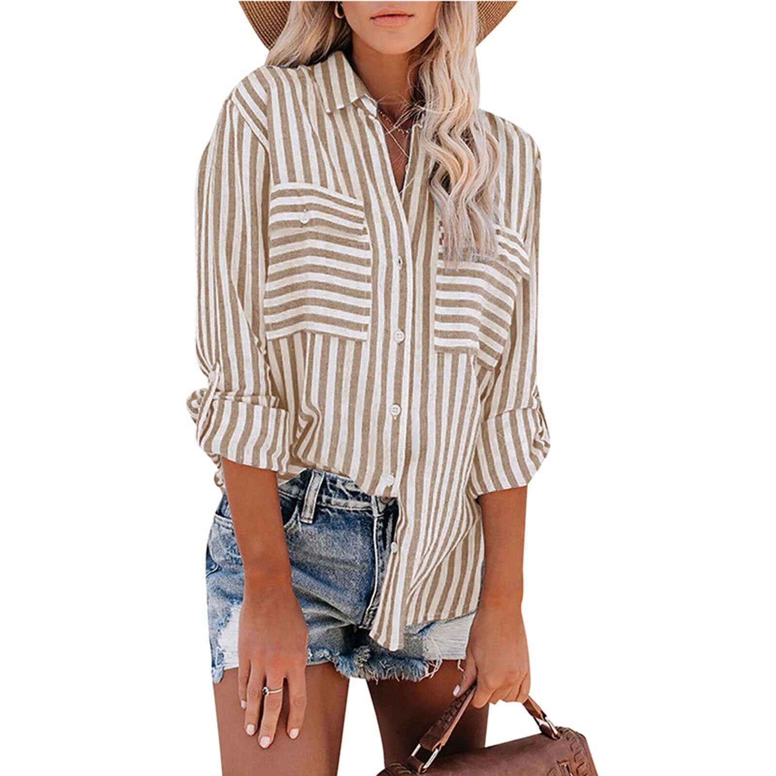 Women's Gender Wholesale Women's Casual Stripe Long Sleeve Blouses