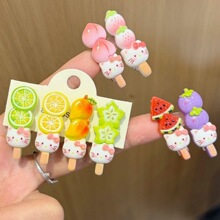趣味卡通水果猫咪糖葫芦串串发夹鸭嘴夹甜美少女仿真水果刘海发饰