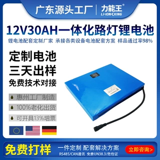 工厂定制大容量12v30ah户外庭院防水太阳能路灯源头工厂锂电池