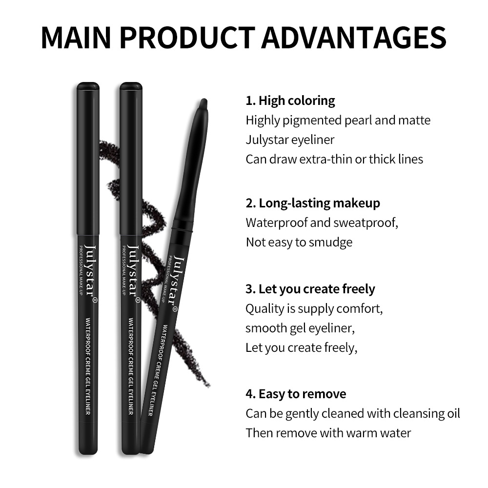 Penna gel colorata Julystar molto sottile, eyeliner resistente, impermeabile, resistente all'olio, che non sbava_voghion.com