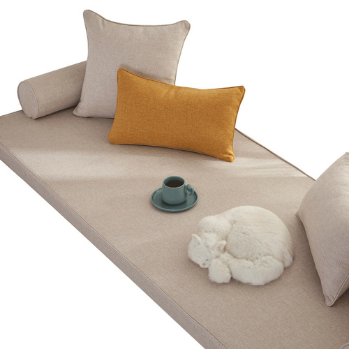 Factory direct supply of bay window mats for all seasons, cotton and linen window sill mats, bedroom 45D sponge balcony mats wholesale