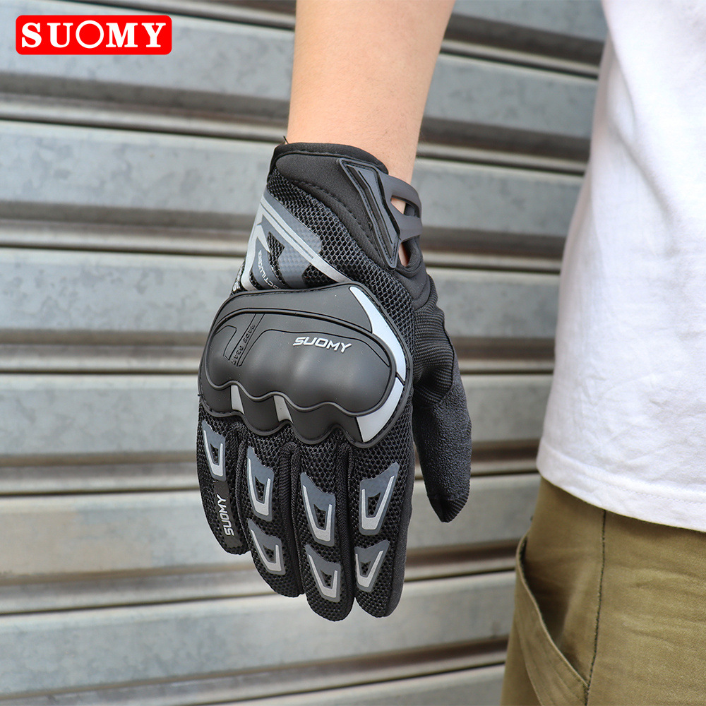 Manufacturer Suomy Motorcycle Touchscreen Gloves, Thin Mesh Breathable, All-Season Motorcycle Racing Anti-Fall Protection Full-Finger Gloves