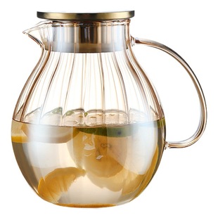 New Pumpkin Cold Water Kettle Glass High Temperature Resistant Large Capacity Tie Pot High Color Value Cold Water Cup Set Household Flower Tea Pot
