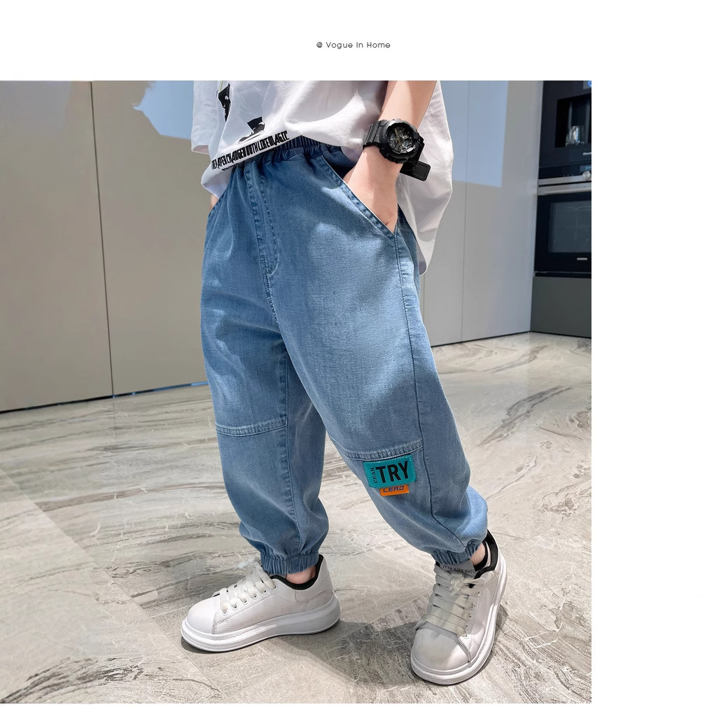 2025 nuevos niños de verano, niños de verano, jeans de moda, ropa de verano para niños, pantalones delgados a prueba de mosquitos image 2