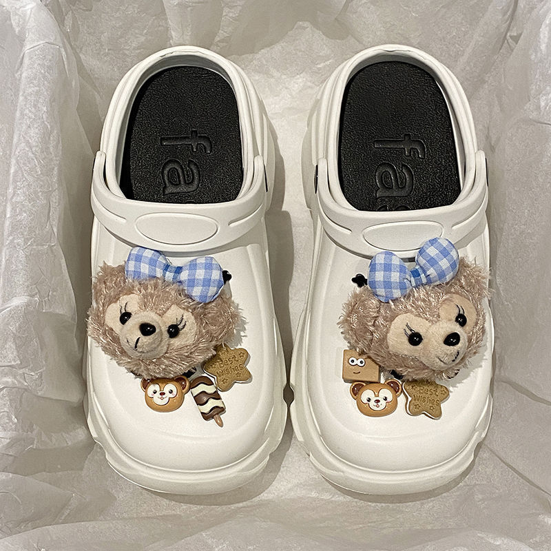 Cute Cartoon Clogs for Women, Summer 2026, Non-Slip, Height-Increasing, Beach High-Heeled Closed-Toe Slippers for Outdoor Wear, Wholesale