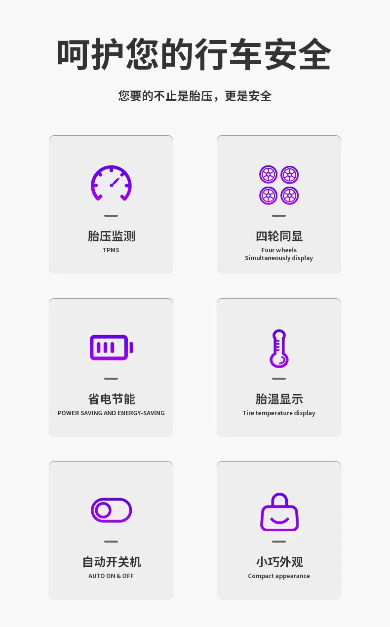 Car USB Android Large Screen Tire Pressure Monitor Tpma Android Navigation Wireless Monitor Built-In External Detection