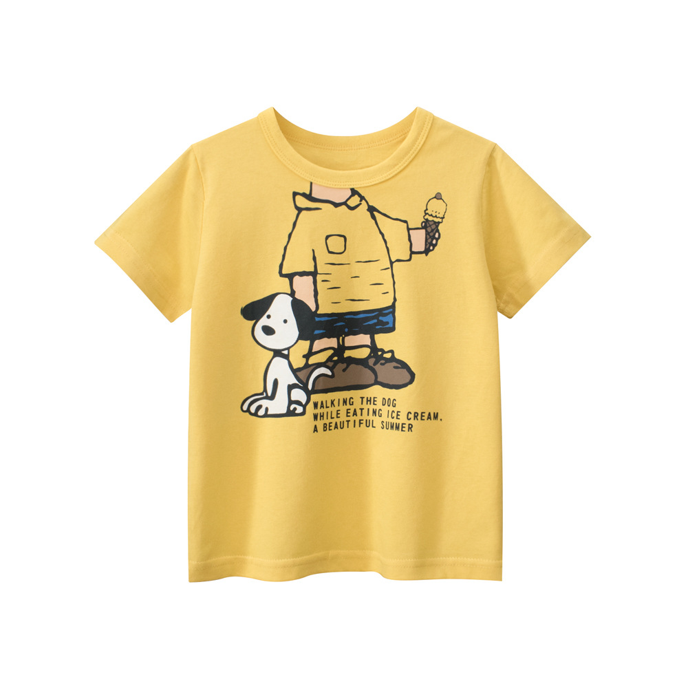 27kids camiseta de manga corta para niños verano ropa para niños nuevos niños pequeños y medianos tops con estampado de dibujos animados coreanos