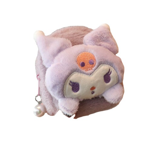 Cute new bow cute doll head coin purse keychain candy color plush three-dimensional school bag type zipper