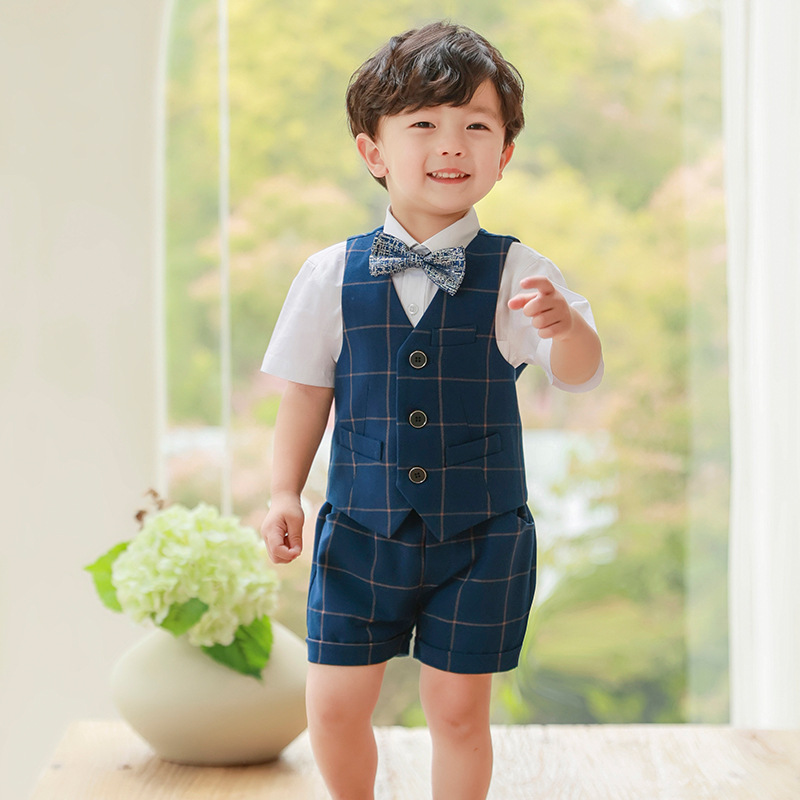Traje de niño traje-vestido de un año de edad verano niño pequeño traje de bebé cumpleaños traje pequeño para niños boda niña de las flores