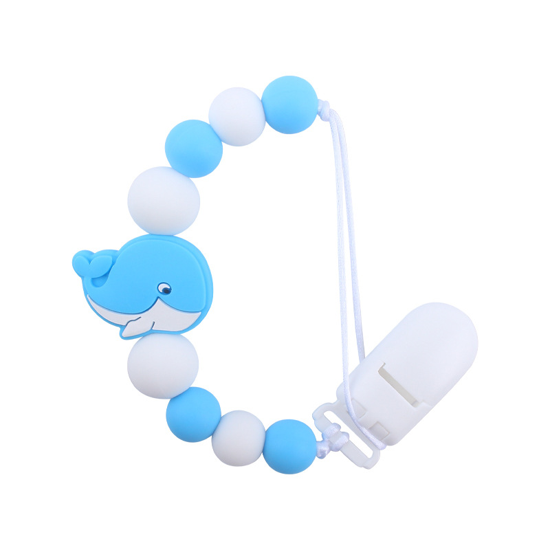 Bebés calmar la cadena de tetas creativas bebés dibujos animados animales ballenas de silicona mordida de dientes molares anti-caída cadena nueva