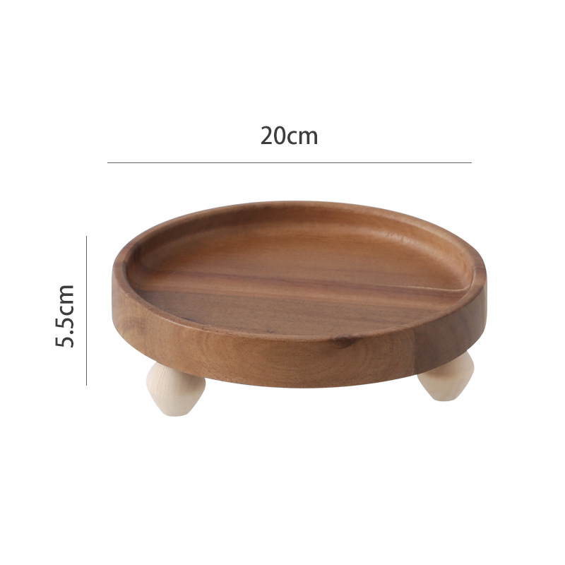 Pastel alto de madera de acacia, postre, tazón de fruta, plato de pan, plato de exhibición de restaurante de hotel, cubierta de vidrio a prueba de polvo