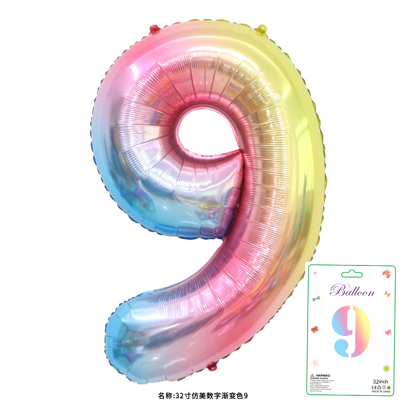 32寸卡装美版数字0到9气球儿童生日派对装饰婚庆婚房布置数字气球|undefined