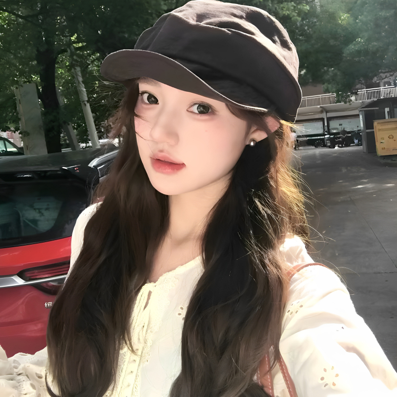 日系小众复古棉麻褶皱云朵贝雷帽女秋冬显脸小报童帽八角画家帽子|undefined