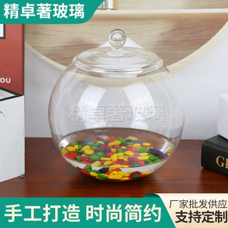 微景观玻璃圆球带盖花瓶多肉苔藓植物生态瓶时尚创意摆件工艺品