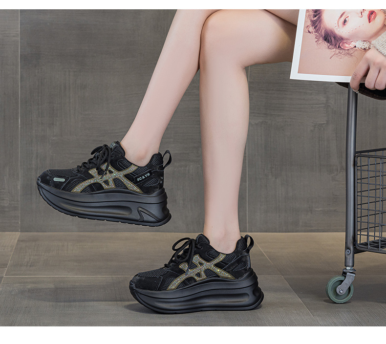 Giày sneaker nữ đế dày tăng chiều cao phong cách dad shoes mới thu 2026 — M2931 màu đen, M2931 màu nâu, M2931 màu xám chi tiết 12
