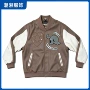 跨境咖色重工pu皮棒球服