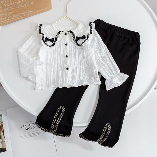 Girls' Shirts Children's Bottoming Shirts White Shirts Autumn Clothes  New Spring and Autumn Fashionable Doll Collar Children's Tops