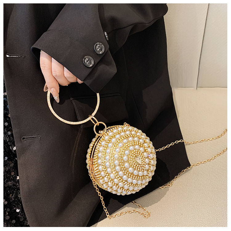 Bolsas de cena de mujeres europeas y americanas, bolsas de mano de diamantes de perlas, bolsas de mano de bola, bolsas de cena de fiesta