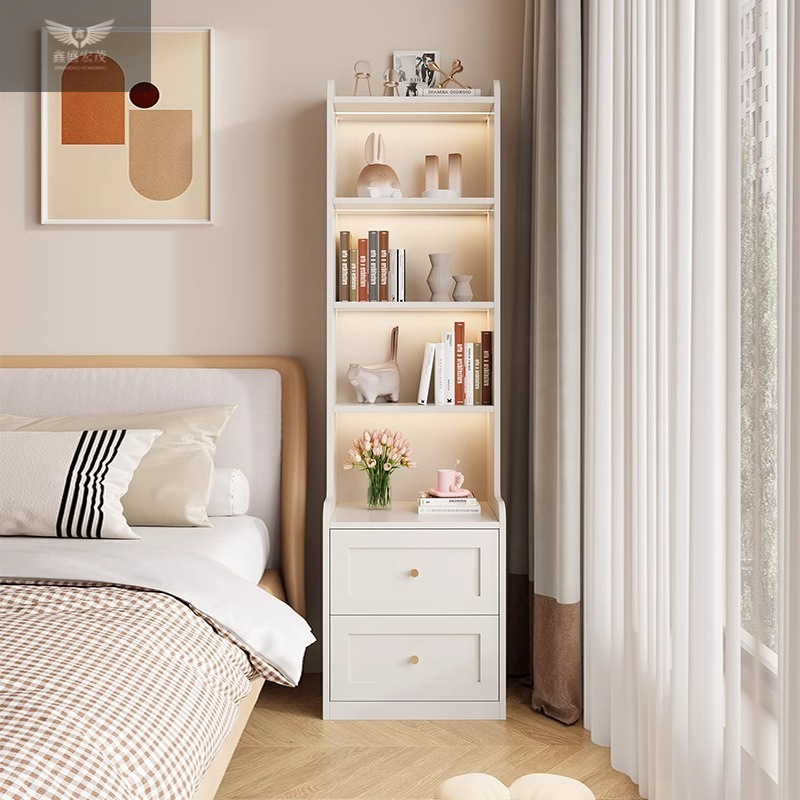 Cabina de cabezal de cama horizontal estilo francés sala de aire de crema doméstica pequeña casa estante de la cama simple percha de ropa armario de almacenamiento