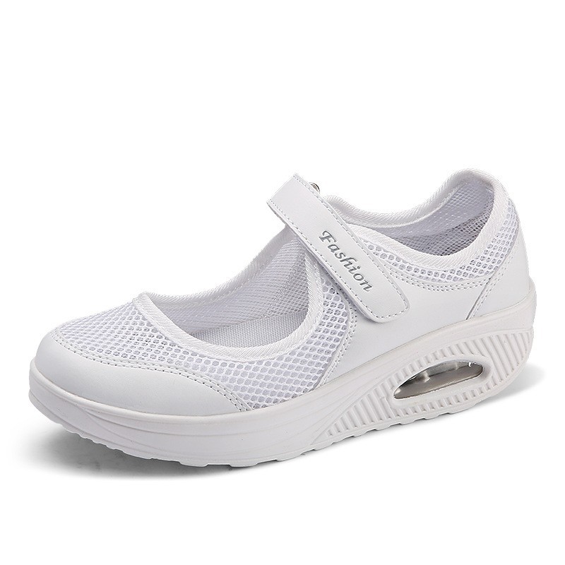 2025 Middle-Aged Mother's Walking Amazon Independent Station Mesh Delivery Casual Sports Women's Cut Out Air Cushion Rocking Shoes