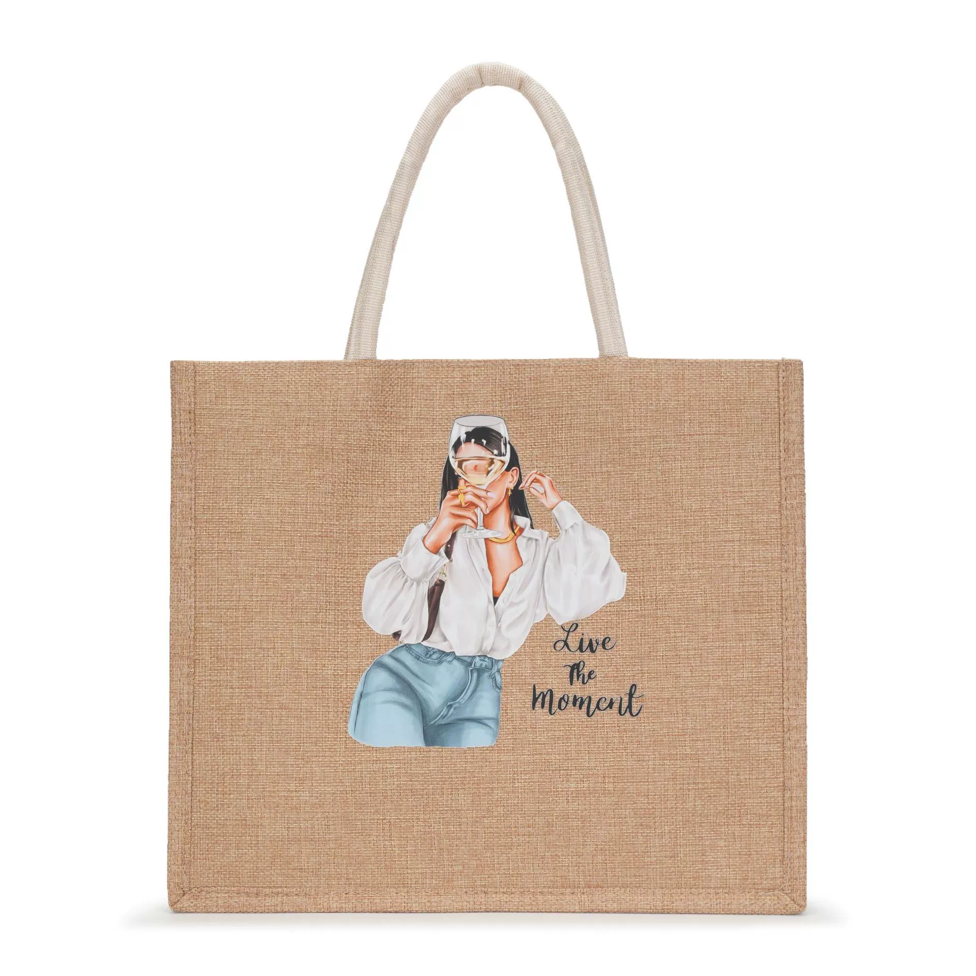 Мешок из джута, модный новый стиль, термотрансферная печать, женская сумка для путешествий, сумка для повседневного использования [Производитель] однотонная, в европейском и американском ретро-стиле